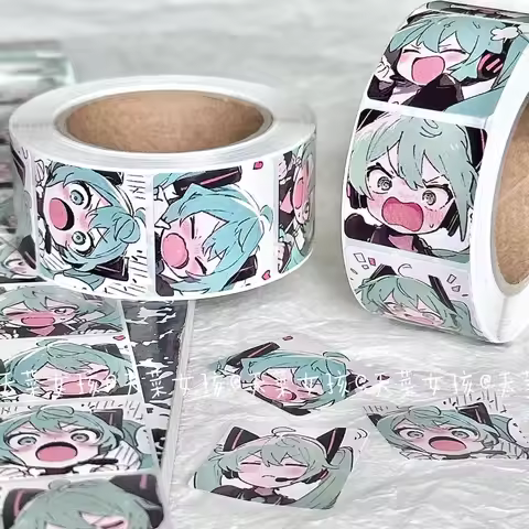 500PCS Japanese Classic Anime Hatsune Miku Roll Sticker Handbill Material Cute High Appearance Level