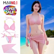 "Pink Glam Bikini Set – ชุดบิกินี่ชมพูหรูหรา พร้อมผ้าพันเอวสุดชิค" สินค้าพร้อมส่งในไทย