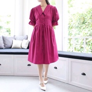 Dahye Cotton Dress in Fuschia