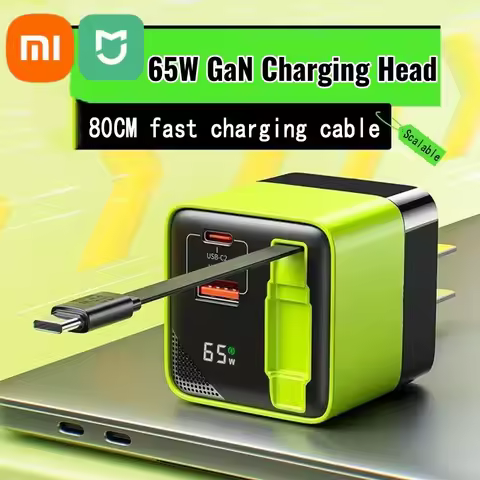 Xiaomi Mijia 65W GaN PD USB-C Charging Head Fast Charger With Built-in 80cm TypeC Cable Suitable for