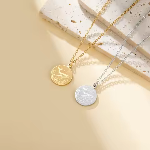 Unift Tiny Whale Pendant Necklace for Women Men Stainless Steel Clavicle Chain Fashion Pendant Neckl