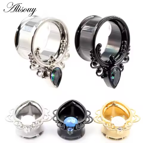 Alisouy 2PC Ear Piercing Plugs Tunnels Expanders Body Jewelry Gauges Studs Stretcher Earrings Fashio
