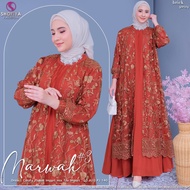 Marwah Gamis Wanita Kondangan Jumbo Inner Dress Brukat Pesta Model Outer Tille Import Premium