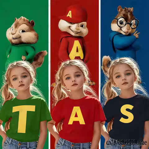 Alvin and The Chipmunks T-shirts For Adult/Kids Boys Girls Cartoon T-shirts Alvin Chipmunk Tshirt Ca