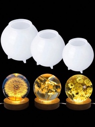 3 件水晶球矽膠模具適用於 Diy 夜燈,環氧樹脂模具適用於 Led 夜燈立瓶,無縫球形樹脂鑄造矽膠模具,家居裝飾,花卉保鮮