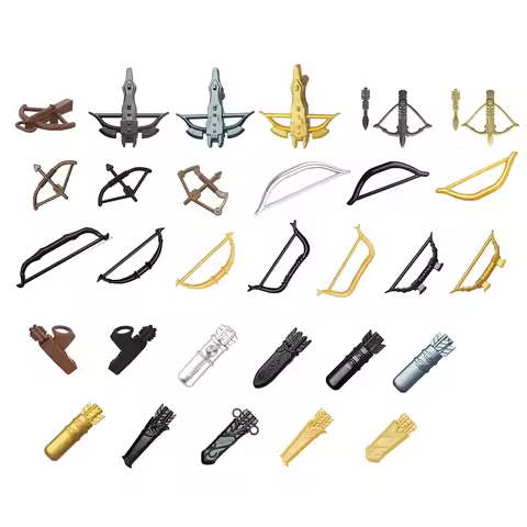 Medieval Building Blocks Weapon Accessory Kit Bow&Arrow Crossbow Heavy-Duty Catapult Arrowheads DIY 