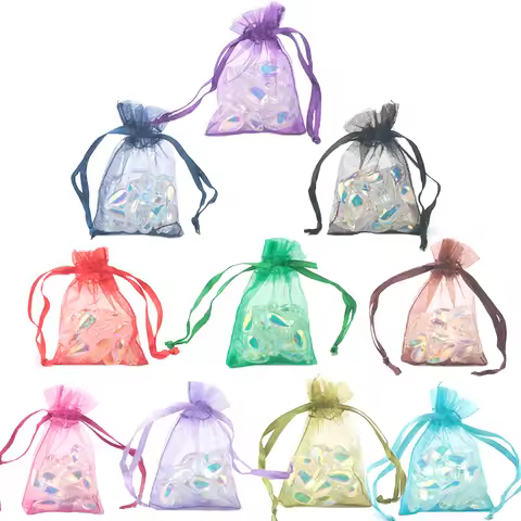 100pcs/lot 5x7 7x9 9x12cm Organza Bags Jewelry Packaging Wedding Decoration Christmas Gift Bag Pouch