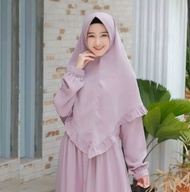 Q 6K GAMIS WANITA SYARI TERBARU POLOS ELBINA SET S-XL SET HIJAB DRESS