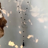 ‘Light Within Shadow' Necklace / Stainless Glass Dalmatian Jasper Long Necklace / Moonfire ACCESSORI