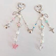 A Y2K-Style Handmade Beaded Heart-Shaped Keychain, Suitable As A Gift For Girlfriends, Family Member