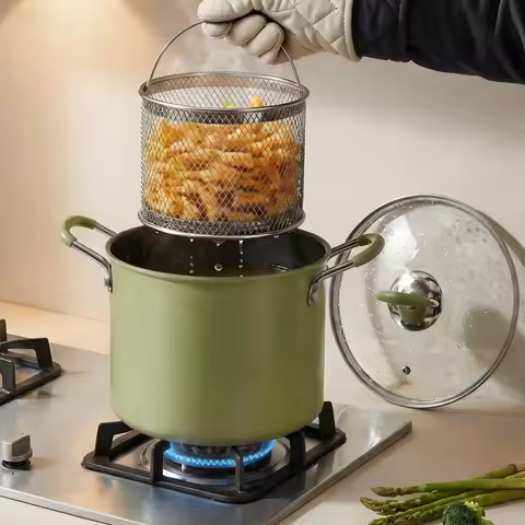 Deep Fryer Pot, Japanese Tempura Small Stainless Steel Deep Frying Pot, with Oil Drip Drainer Rack 3