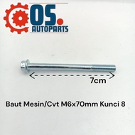 MESIN CVT Bolt Crankcase Engine M6x70mm Key 8 Bolt Flange M6 Length 7cm CVT Bolt Crankshaft Block Ke