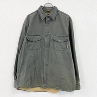 Timberland長袖襯衫夾克，帶口袋，灰綠色，XL 碼，古著