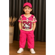 COD GIRLS' CARGO SET WITH JERSEY MOTIF 33 PINK COLOR AGES 2 YEARS - 12 YEARS