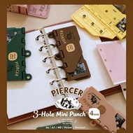 3-Hole Mini Card Hole Puncher - Portable Adjustable Punch Tool for A6/A7/M5/Pocket/Personal Size Pla