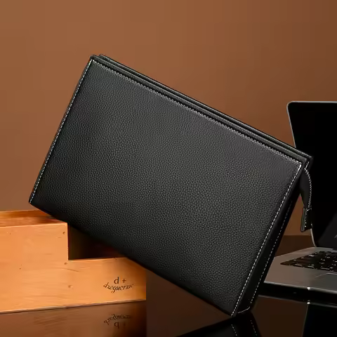 Solid color PU leather men's large capacity handbag storage wallet Clutch sacoche homme pochette uom