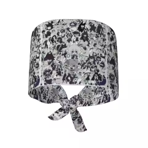 Cartoon Miss Circle Scrub Hat Doctor Working Surgical Cap Unisex Adjustable Nursing Caps for Dentist