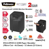 FELLOWES LX200 Paper Shredder (Micro Cut - 4x12mm) - 12 sheets (23 Liters) (10 mins Non Stop Paper Shredder, Shredder
