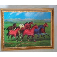 Picture Of 8 Horses With Frame 37x47cm.ancient People Tend To Bring 8 Their Homes In Business Stores