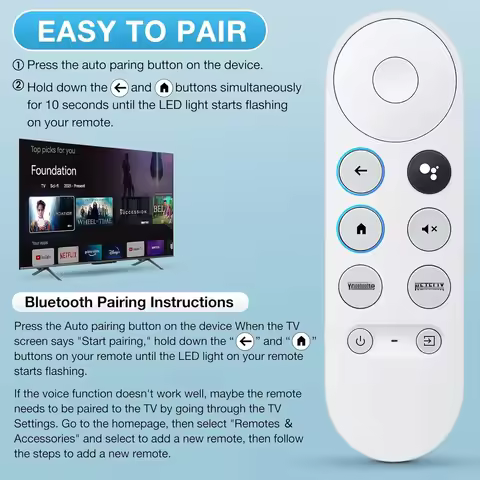 G9N9N Replacement Voice Remote Control ONLY for Google Chromecast 4k Snow Streaming Media Player Mat