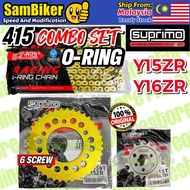 Suprimo Crevon 415 Sprocket Set With Gold Chain For YAMAHA Y15ZR Y15 Y16ZR Y16 415T Sets Rantai Spok