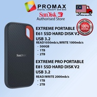 Original Sandisk Portable SSD V2 Hardisk Extreme E61/Extreme Pro E81 1050mb 2000mb USB 3.2 external 