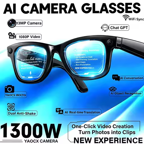 AI Smart Glasses 13MP Camera Video Recording AI Photo Recognition Answer Sunglasses Bluetooth Call M