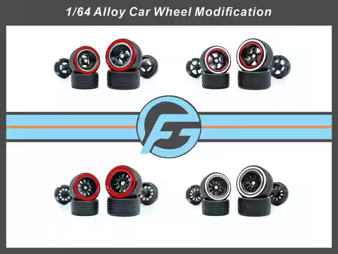 FANSGUY 1Set 10.8mm+12.8mm 1/64 Alloy Car Staggered Front Small Rear Large Wheel RWBSC-SRN Serie for