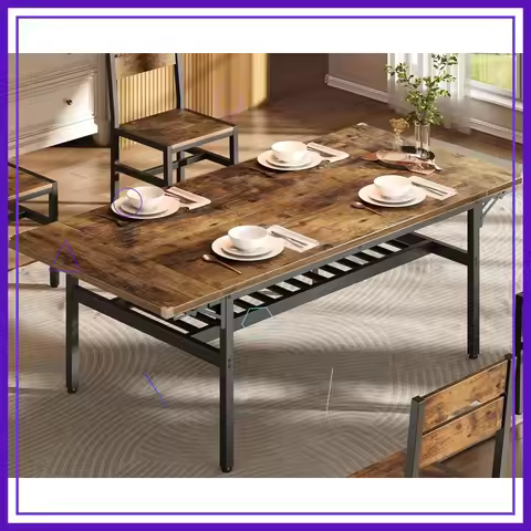 Extendable Drop Leaf Dining Table for 2-8, Rustic Kitchen Table with Wine Rack, Space-Saving Folding