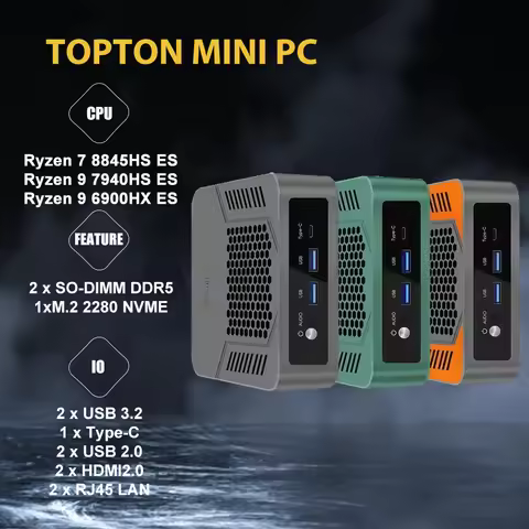 Mini PC Gaming AMD Ryzen 7 8845HS ES R9 7940HS ES Dual RJ45 LAN Desktop Computer Type-C USB4.0 thund