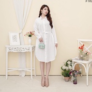 Plain long tunic with belt Rayon twill P 195