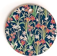 Society6 83 Oranges Blossom Botanical Cutting Board, Round, White