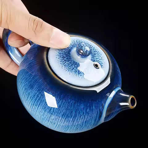 Exquisite Star Glaze Teapot 200ml Ceramic Kung Fu Tea Pot Puer Tea Pot 180ml Cup Set Heated Kettle K