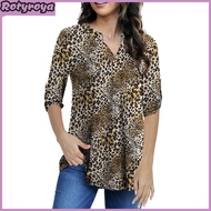Women Shirt V-neck 3/4 Roll-Up Sleeves Lightweight Tops Flower Print Flowy Hem Tunic Tops Daily Wear