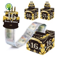 ZILUOLAN Cash Pull Boxs, 16th 18th 21st Happy Birthday Birthday Money Box, Birthday Paper Creative M
