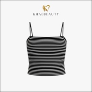 KHAEBEAUTY Women's Tank Top Spaghetti Strap Camisole Crop Stripe Basic Casual Korean Style BR066