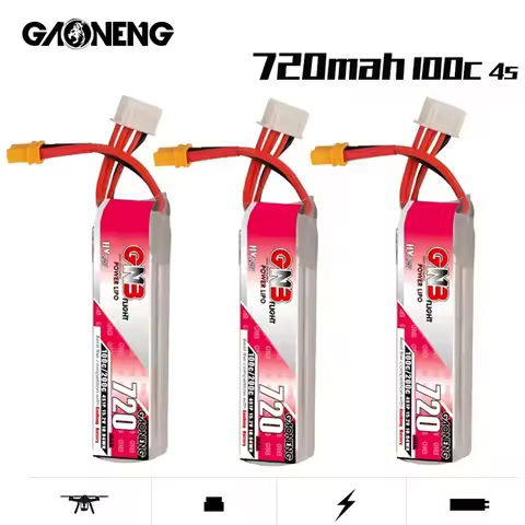 1-5pcs GAONENG GNB 720mAh 4S 15.2V HV rechargeable battery XT30U-F Plug 100C/200C for RC Tinywhoop F