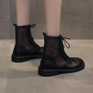 Breathable Mesh Chelsea boots for ashion Lace Up Casual Shoes Woman Flat Platform Square Toe Cool Boots