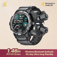 D8 Smart Watch With Earbuds For Men Women, 1.46" HD Touch Screen, 9D Sound Effects, 110+ Fitness & S
