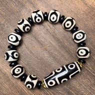 Tibetan Natural Authentic Weathered Pulp Nine-Eyed Dzi Beads Men Women Bracelet Agate Three-Eyed Dzi