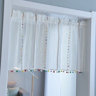 Short door curtain Curtain Transparent Door Curtain Non-perforated curtains Half Curtain Small Curtain Short Curtain Mesh curtains Tassel Door Curtain Door Curtain Lovely Bedroom Household Paste Korean Half Curtain Partition Curtain Coffee Curtain Kitchen