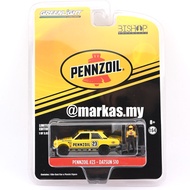 GREENLIGHT BISHOP EXCLUSIVE 1/64 PENZOIL #23 DATSUN 510 WITH RACE DRIVER FIGURE