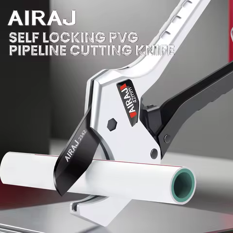 AIRAJ 2-Piece Set PVC Pipe Cutter, Cuts up to 1-1/4", Ratcheting PVC Pipe Cutter Tool, Pipe Cutters 