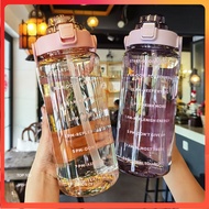2L/3L/3.8L Large Capacity Transparent Water Bottle With Reminder Time Sport Water Bottle With Straw 