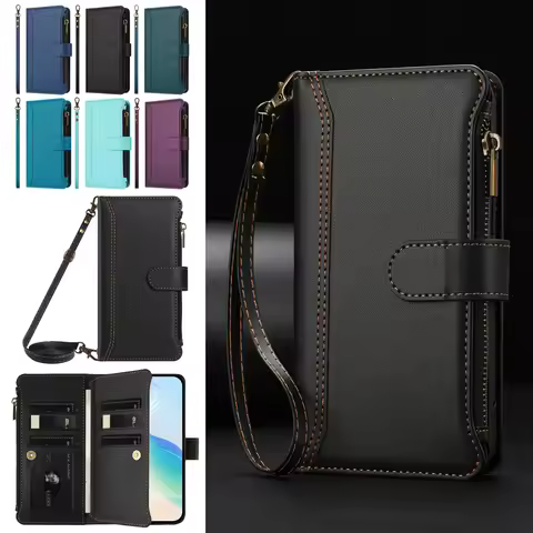 Card Wallet Phone Cover For OPPO F29 Reno 13 12 Pro 13F 12F 12FS A17 A17K A18 A38 A40 M Leather Case