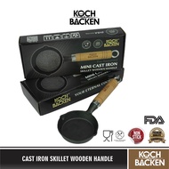 KAYU Koch&amp;backen Wok Pan Wooden Handle Cast Iron Skillet Non-Stick 10cm