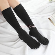 royal Women Five Finger Long Tube Socks Solid Color Toe Separated Yoga Cotton Hosiery