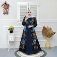 Best Seller Gamis Batik Baju Nita Kombinasi Polos Dress Modern Jumbo