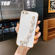 YBD ตรงขอบเคสใส่โทรศัพท์สำหรับ Apple iPhone 7 Plus 8 Plus 6 6S Plus SE 2020 CaseLuxury ชุบสไตล์ที่มีรูปแบบความรักสร้อยข้อมือสวยงาม