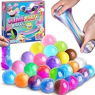 Fluffy Slime Balls Party Favors, FunKidz 25PCS Premade Slime Pack Toys Gifts for Girls Boys Includes Butter Unicorn Mermaid Glow in The Dark Galaxy Clear Slime